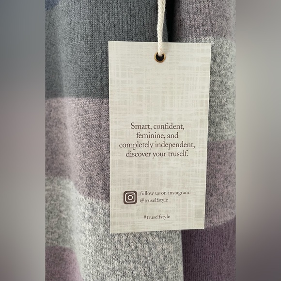 Cozy Striped Hooded Cardigan - Purple, Blue, Gray - Picture 7 of 7